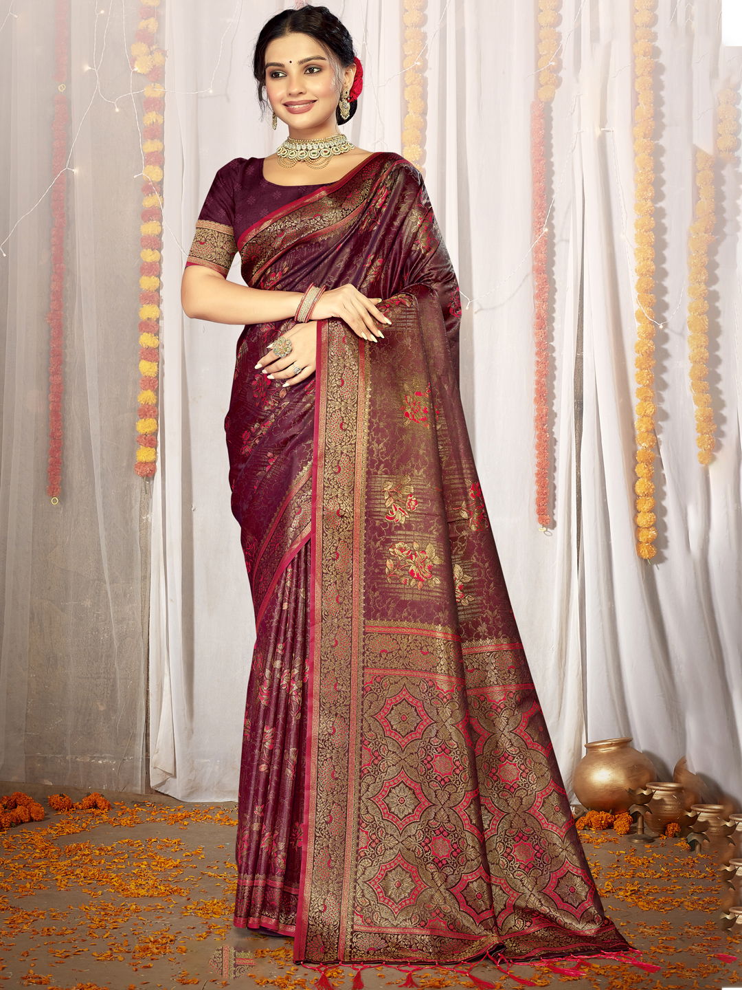 Aradhya By Bunawat Satan Silk Designer Wedding Sarees Wholesale Price In Surat